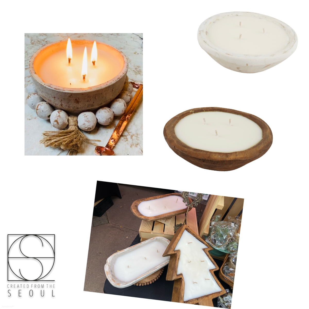 Handcrafted Wooden Dough Bowl Candles a Rustic Glow of Elegance – Young Soul