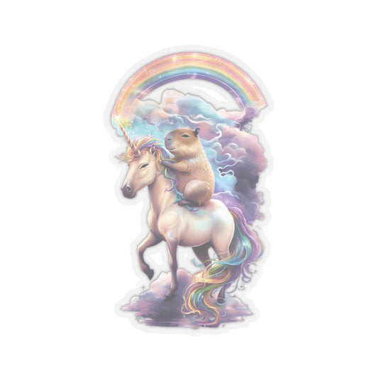 Whimsical Unicorn & Capybara  Vinyl Stickers | Colorful Rainbow Decor