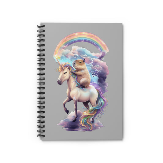 Whimsical Unicorn and Capybara Spiral Notebook, Cute Journal for Kids, Fantasy Gift, Colorful Stationery, Inspirational Diary, Rainbow Art